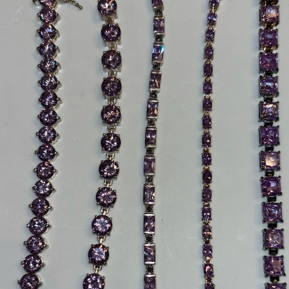 Sterling Silver .925 Lavender Amethyst CZ Tennis Bracelet – 7